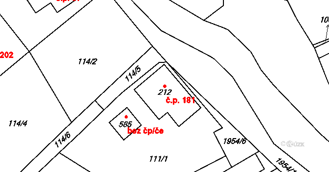 Dolní Libchavy 181, Libchavy na parcele st. 212 v KÚ Dolní Libchavy, Katastrální mapa