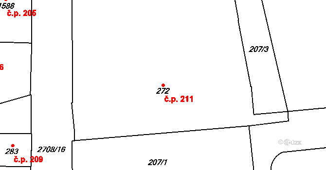 Choceň 211 na parcele st. 272 v KÚ Choceň, Katastrální mapa