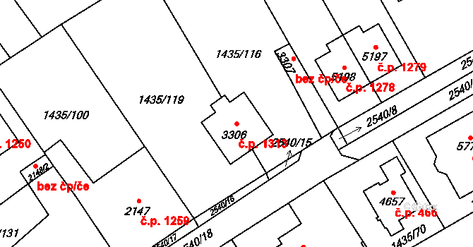 Beroun-Město 1313, Beroun na parcele st. 3306 v KÚ Beroun, Katastrální mapa