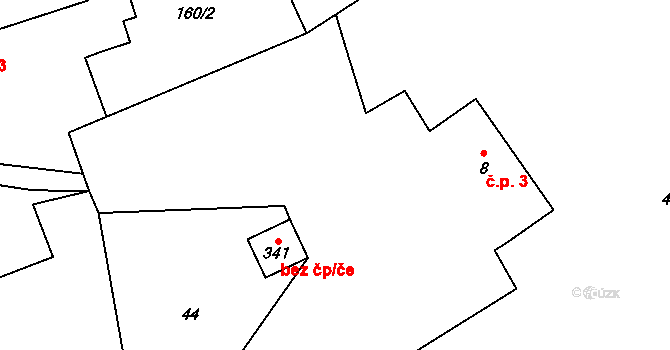 Bojanovice 3 na parcele st. 8 v KÚ Bojanovice, Katastrální mapa