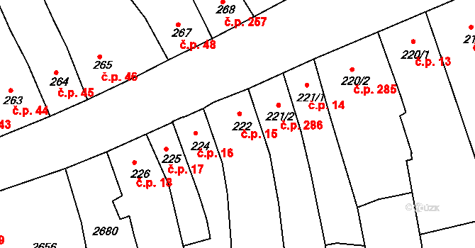 Radnice 15 na parcele st. 222 v KÚ Radnice u Rokycan, Katastrální mapa