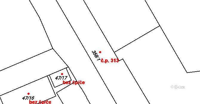 Josefov 313, Jaroměř na parcele st. 358/1 v KÚ Josefov u Jaroměře, Katastrální mapa