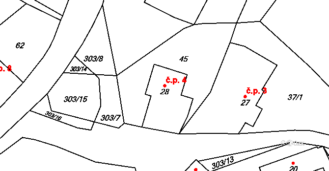 Trubějov 4, Kramolna na parcele st. 28 v KÚ Trubějov, Katastrální mapa