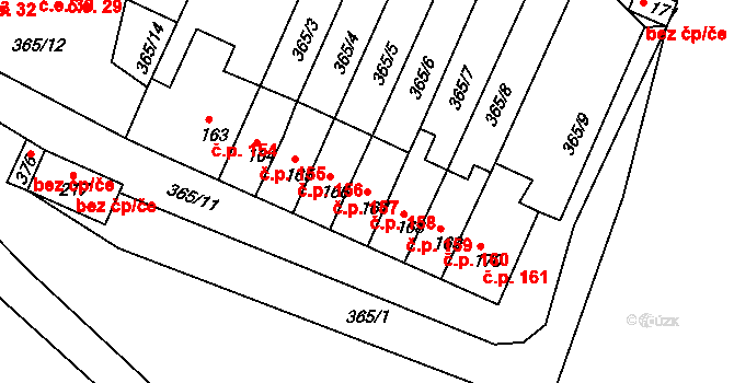 Babí 158, Náchod na parcele st. 167 v KÚ Babí u Náchoda, Katastrální mapa