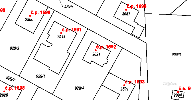 Náchod 1692 na parcele st. 3021 v KÚ Náchod, Katastrální mapa