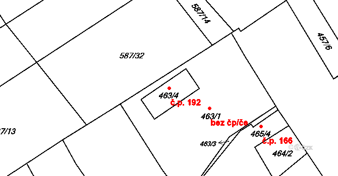 Třeboň I 192, Třeboň na parcele st. 463/4 v KÚ Třeboň, Katastrální mapa
