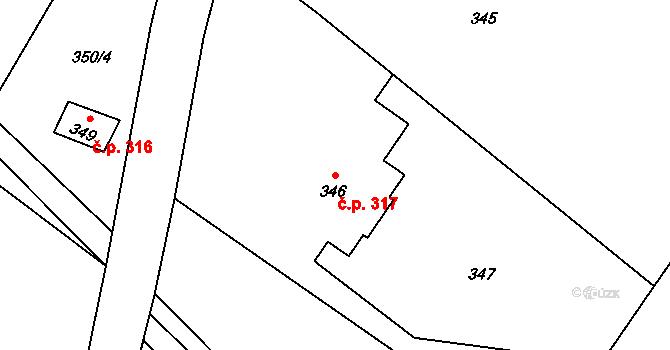 Velké Losiny 317 na parcele st. 346 v KÚ Velké Losiny, Katastrální mapa
