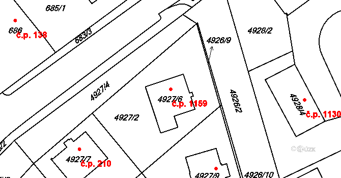 Zábřeh 1159 na parcele st. 4927/6 v KÚ Zábřeh na Moravě, Katastrální mapa