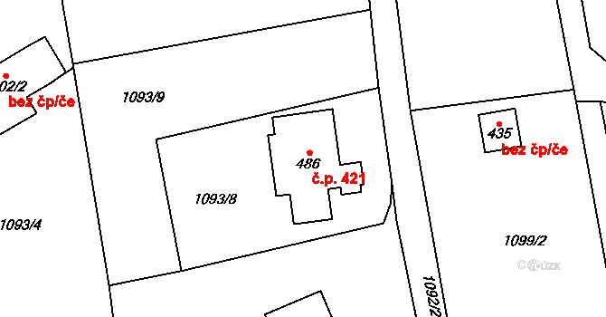 Libhošť 421 na parcele st. 486 v KÚ Libhošť, Katastrální mapa