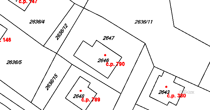 Kopřivnice 790 na parcele st. 2646 v KÚ Kopřivnice, Katastrální mapa