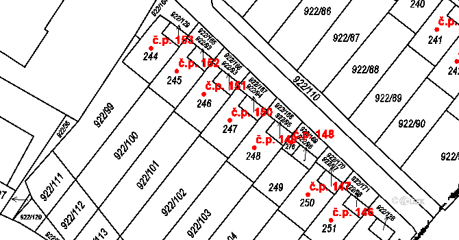 Libčeves 150 na parcele st. 247 v KÚ Libčeves, Katastrální mapa