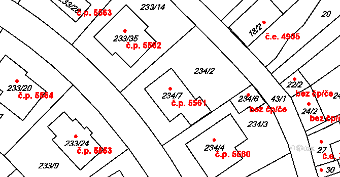 Helenín 5561, Jihlava na parcele st. 234/7 v KÚ Helenín, Katastrální mapa