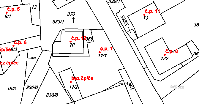 Habrek 7, Ledeč nad Sázavou na parcele st. 11/1 v KÚ Habrek, Katastrální mapa