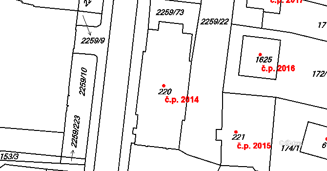 Havlíčkův Brod 2014 na parcele st. 220 v KÚ Havlíčkův Brod, Katastrální mapa