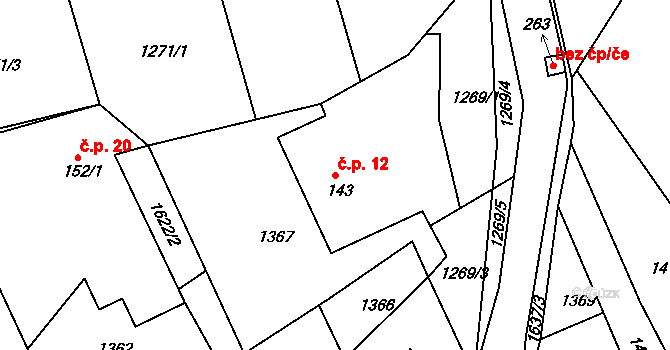 Lipiny 12, Bolehošť na parcele st. 143 v KÚ Bolehošť, Katastrální mapa