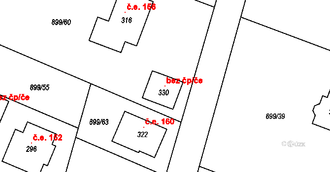 Sudoměřice u Bechyně 106082132 na parcele st. 330 v KÚ Bežerovice, Katastrální mapa