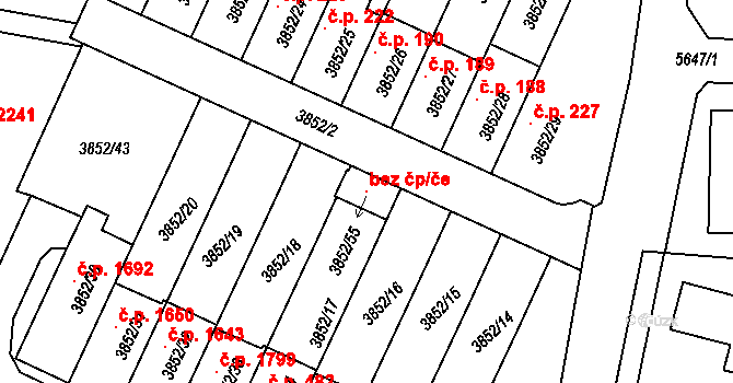 Velké Meziříčí 107349132 na parcele st. 3852/55 v KÚ Velké Meziříčí, Katastrální mapa