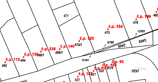 Přerov VI-Újezdec 120, Přerov na parcele st. 470/1 v KÚ Újezdec u Přerova, Katastrální mapa