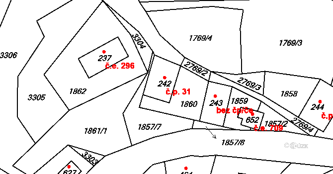 Besedice 31, Koberovy na parcele st. 242 v KÚ Besedice, Katastrální mapa