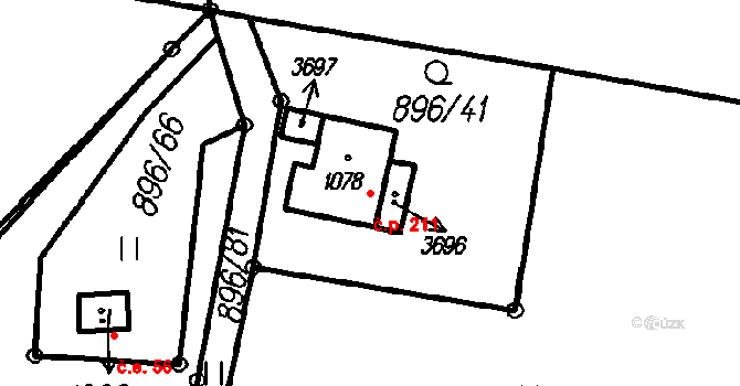 Čeladná 211 na parcele st. 1078 v KÚ Čeladná, Katastrální mapa