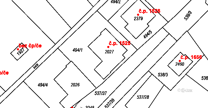 Veselí nad Moravou 1525 na parcele st. 2027 v KÚ Veselí-Předměstí, Katastrální mapa