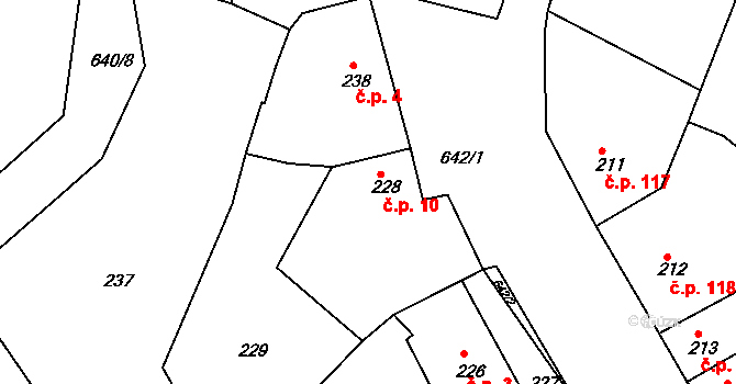 Opatovice 10, Vyškov na parcele st. 228 v KÚ Opatovice u Vyškova, Katastrální mapa