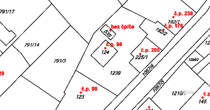 Cerhenice 96 na parcele st. 124 v KÚ Cerhenice, Katastrální mapa