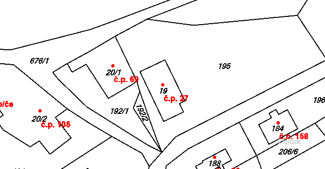 Dolní Suchá 27, Hrádek nad Nisou na parcele st. 19 v KÚ Dolní Suchá u Chotyně, Katastrální mapa