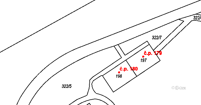 Střelná 180, Košťany na parcele st. 198 v KÚ Střelná, Katastrální mapa