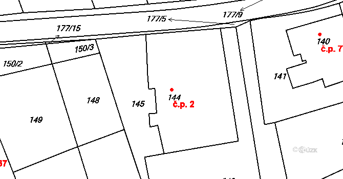 Těchov 2, Blansko na parcele st. 144 v KÚ Těchov, Katastrální mapa