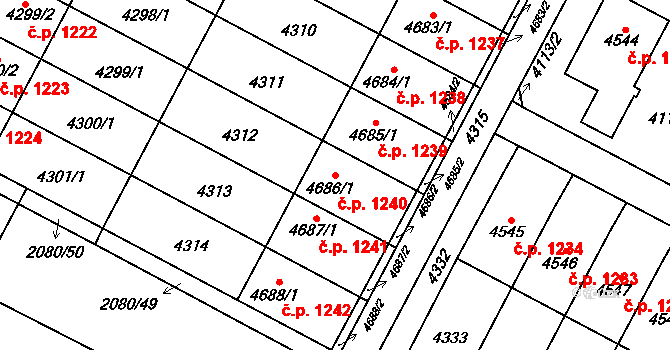 Žamberk 1240 na parcele st. 4686/1 v KÚ Žamberk, Katastrální mapa