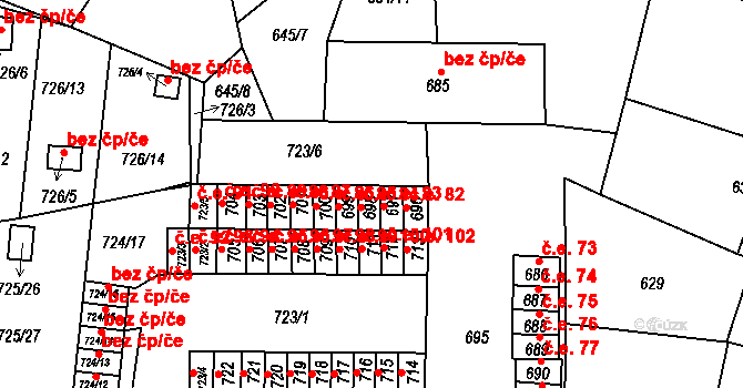Miřetice u Klášterce nad Ohří 84, Klášterec nad Ohří na parcele st. 698 v KÚ Miřetice u Klášterce nad Ohří, Katastrální mapa