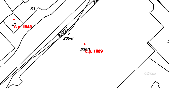 Pelhřimov 1889 na parcele st. 230/1 v KÚ Pelhřimov, Katastrální mapa