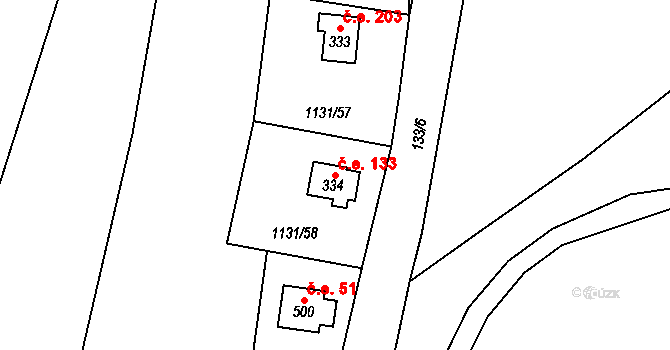 Řeka 133 na parcele st. 334 v KÚ Řeka, Katastrální mapa