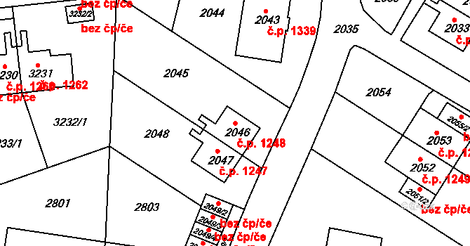 Sokolov 1248 na parcele st. 2046 v KÚ Sokolov, Katastrální mapa