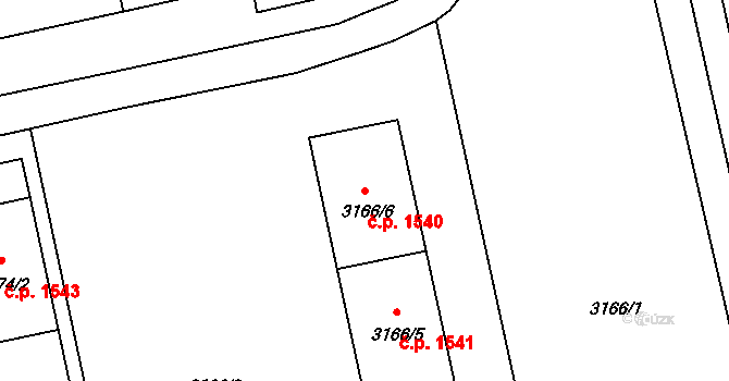 Nové Město 1540, Karviná na parcele st. 3166/6 v KÚ Karviná-město, Katastrální mapa