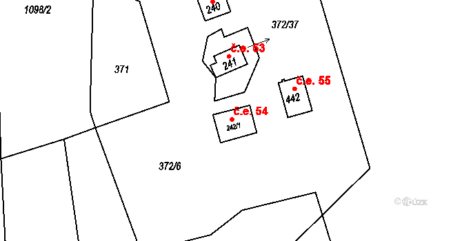 Žebrákov 54, Zduchovice na parcele st. 242/1 v KÚ Zduchovice, Katastrální mapa