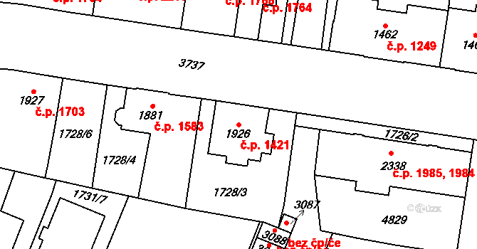 Dvůr Králové nad Labem 1421 na parcele st. 1926 v KÚ Dvůr Králové nad Labem, Katastrální mapa