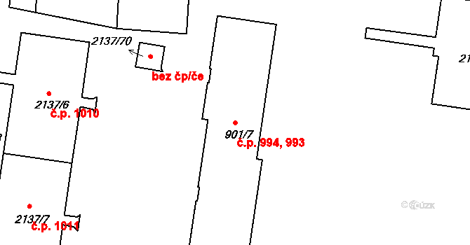 České Budějovice 2 993,994, České Budějovice na parcele st. 901/7 v KÚ České Budějovice 2, Katastrální mapa