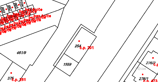 Žacléř 201 na parcele st. 254 v KÚ Žacléř, Katastrální mapa