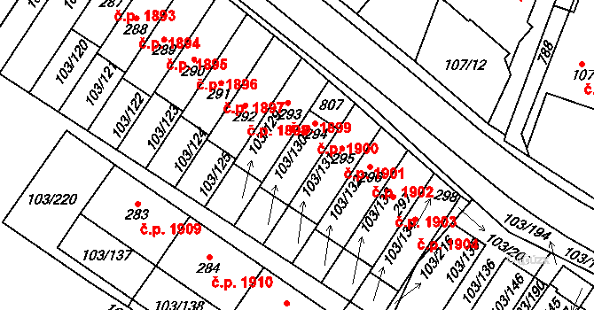 Havlíčkův Brod 1900 na parcele st. 294 v KÚ Perknov, Katastrální mapa