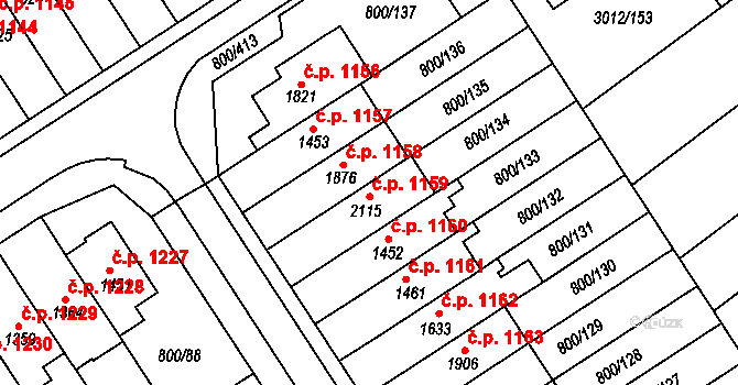 Mařatice 1159, Uherské Hradiště na parcele st. 2115 v KÚ Mařatice, Katastrální mapa