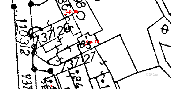 Žihobce 74 na parcele st. 85 v KÚ Žihobce, Katastrální mapa
