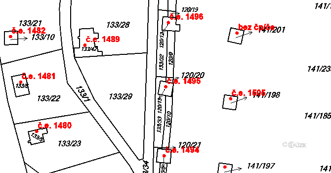Červený Hrádek 1495, Jirkov na parcele st. 120/13 v KÚ Červený Hrádek u Jirkova, Katastrální mapa