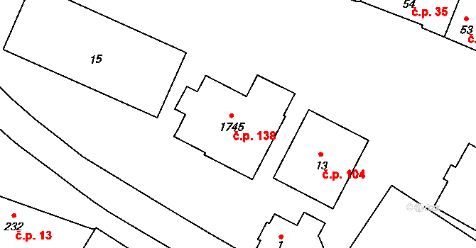 Mladoňovice 138 na parcele st. 1745 v KÚ Mladoňovice na Moravě, Katastrální mapa