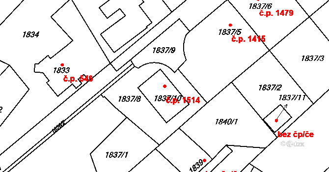 Velké Meziříčí 1514 na parcele st. 1837/10 v KÚ Velké Meziříčí, Katastrální mapa
