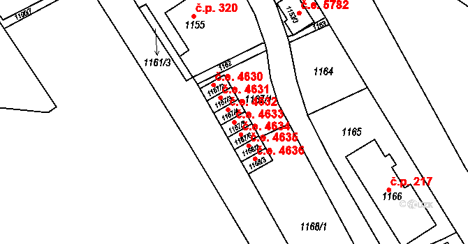 Neštěmice 4633, Ústí nad Labem na parcele st. 1167/5 v KÚ Neštěmice, Katastrální mapa