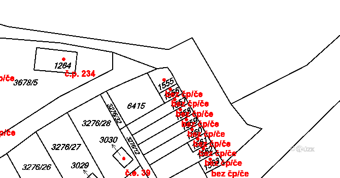 Polička 40142132 na parcele st. 1556 v KÚ Polička, Katastrální mapa