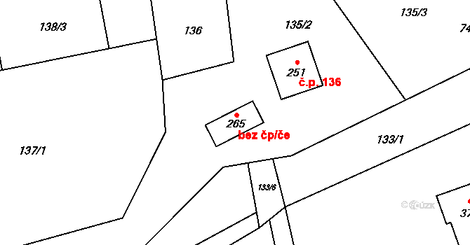 Třinec 41305132 na parcele st. 265 v KÚ Karpentná, Katastrální mapa