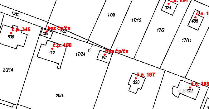 Jevany 43313132 na parcele st. 637 v KÚ Jevany, Katastrální mapa